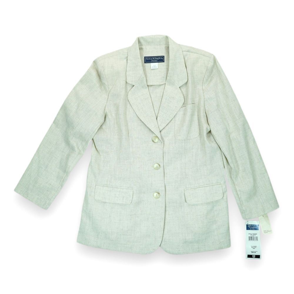 NWT Vintage Norton Mcnaughton Women's Set BLAZER Sz 12 & Skirt Sz 14 ~ Ivory
